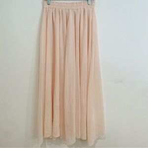 CRISTINALOVE BLUSH CHIFFON ELASTIC WAIST MIDI SKIRT SIZE LARGE